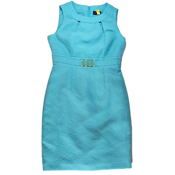 Tahari Arthur S. Levine Turquoise Blue Dress Women's Size 6 - Picture 3 of 16